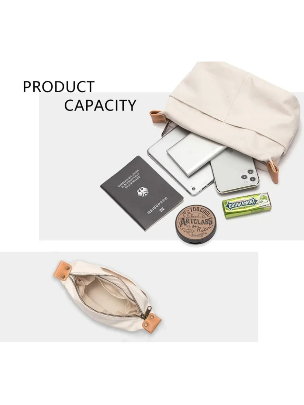 Stylish Storage Bag Purse Organizer & Makeup Travel Bag - 3 Sizes, Cotton Canvas